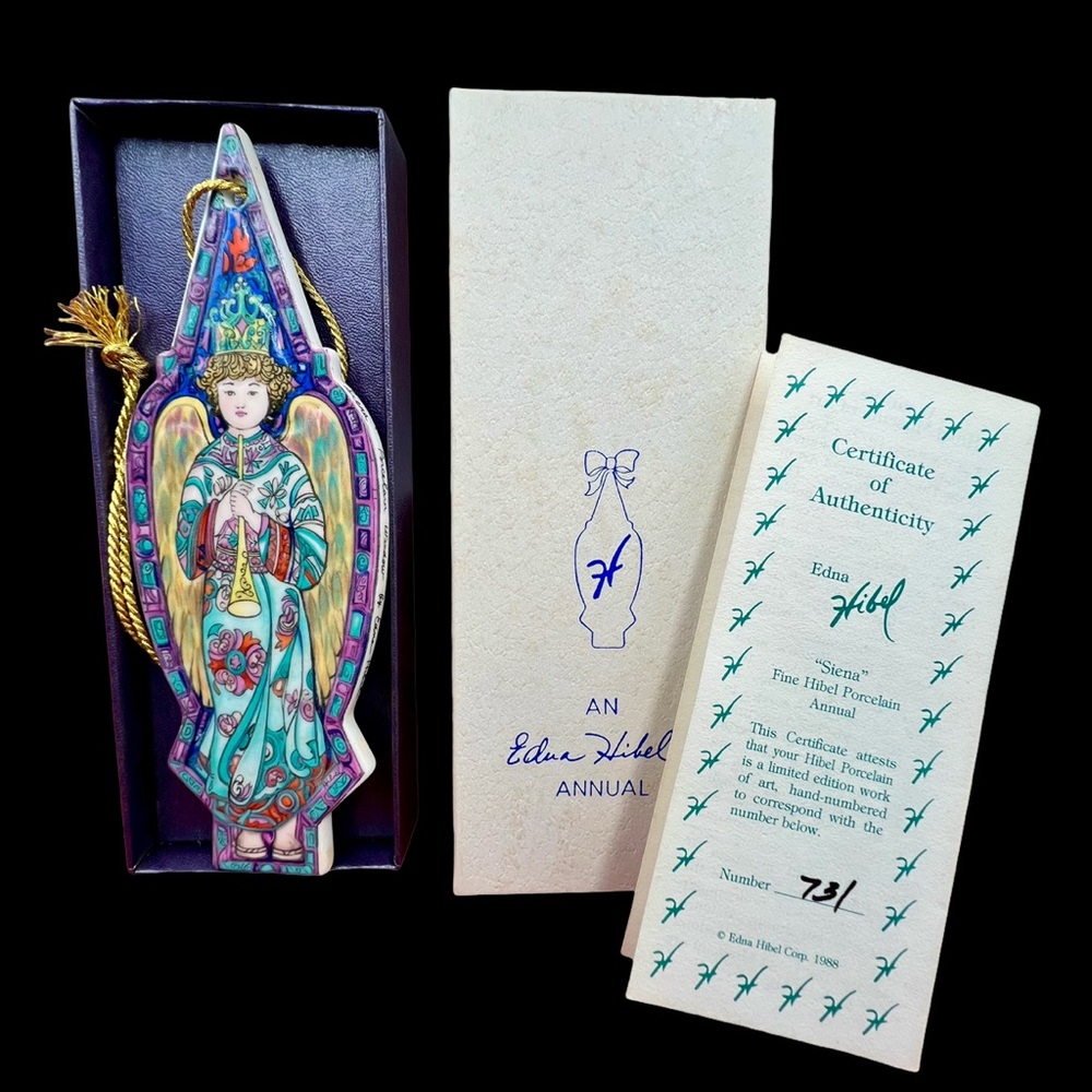 Edna Hibel Fine Porcelain Ornament Annual Window Series - Sienna - 1988